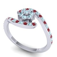 Simple Floral Pave Bypass Plava Ring