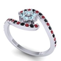 Simple Floral Pave Bypass Plava Ring