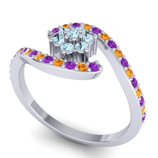 Simple Floral Pave Bypass Plava Ring