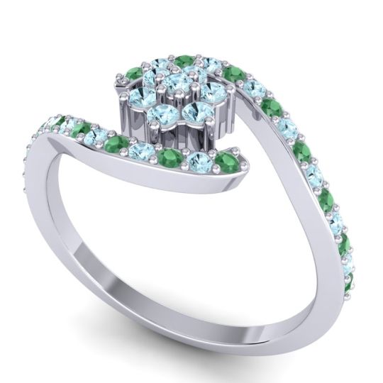 Simple Floral Pave Bypass Plava Ring