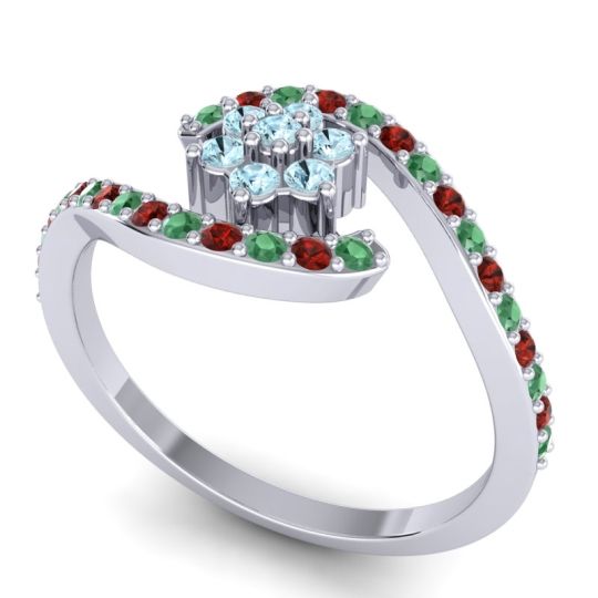 Simple Floral Pave Bypass Plava Ring