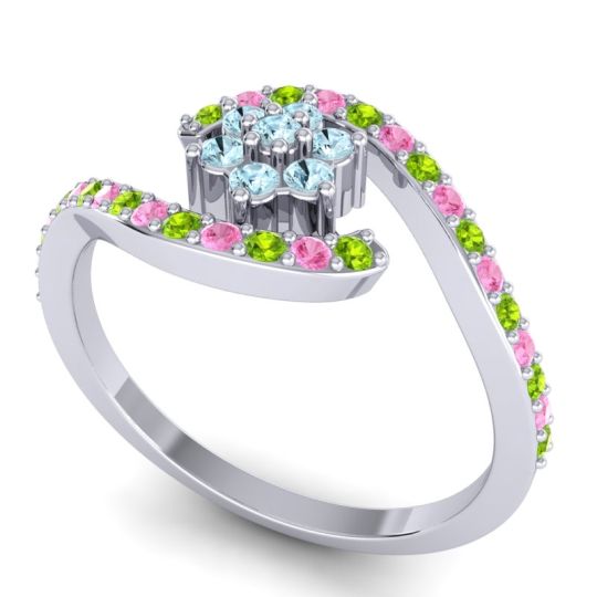 Simple Floral Pave Bypass Plava Ring