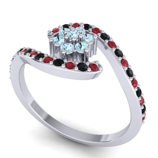 Simple Floral Pave Bypass Plava Ring