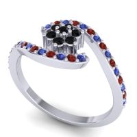 Simple Floral Pave Bypass Plava Ring