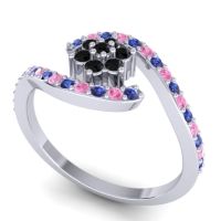 Simple Floral Pave Bypass Plava Ring