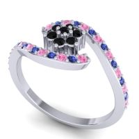 Simple Floral Pave Bypass Plava Ring