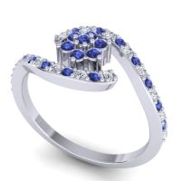 Simple Floral Pave Bypass Plava Ring