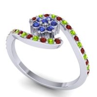 Simple Floral Pave Bypass Plava Ring