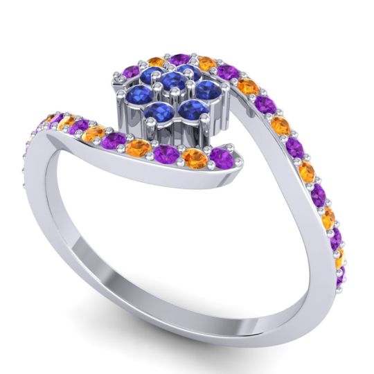 Simple Floral Pave Bypass Plava Ring