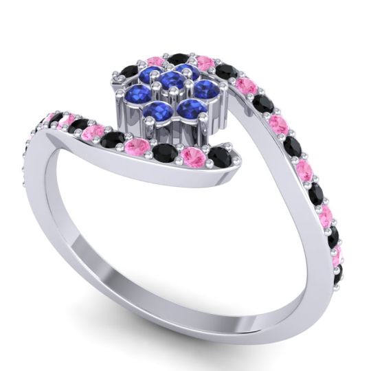 Simple Floral Pave Bypass Plava Ring