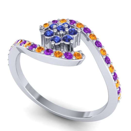 Simple Floral Pave Bypass Plava Ring