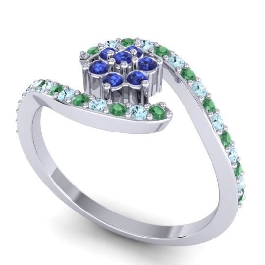 Simple Floral Pave Bypass Plava Ring