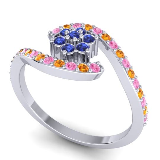 Simple Floral Pave Bypass Plava Ring