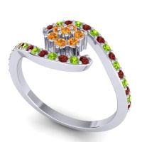 Simple Floral Pave Bypass Plava Ring