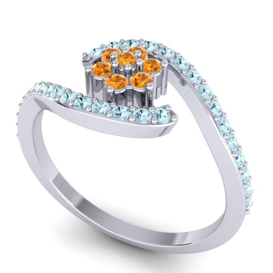 Simple Floral Pave Bypass Plava Ring