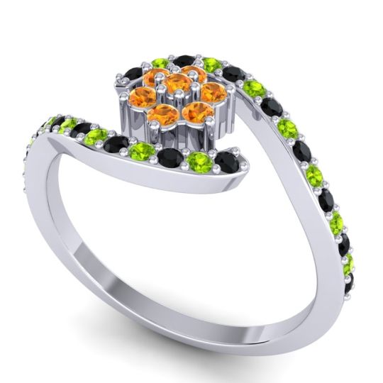 Simple Floral Pave Bypass Plava Ring