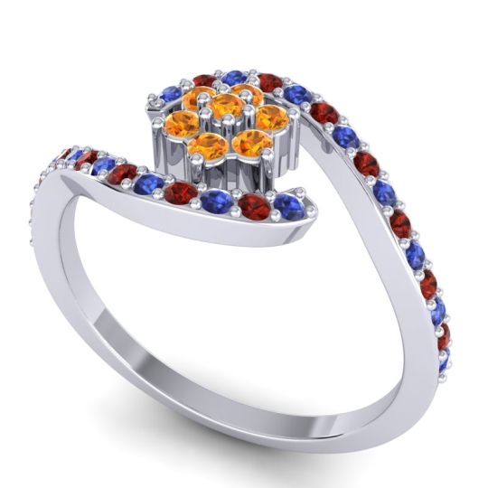 Simple Floral Pave Bypass Plava Ring