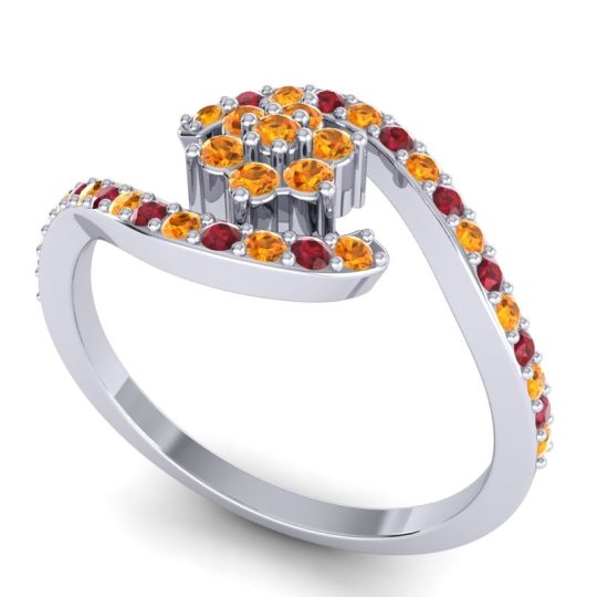 Simple Floral Pave Bypass Plava Ring