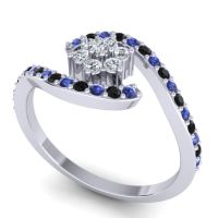 Simple Floral Pave Bypass Plava Ring