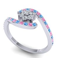 Simple Floral Pave Bypass Plava Ring