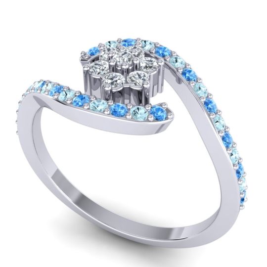 Simple Floral Pave Bypass Plava Ring