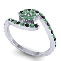 Simple Floral Pave Bypass Plava Ring