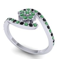 Simple Floral Pave Bypass Plava Ring