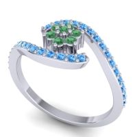 Simple Floral Pave Bypass Plava Ring