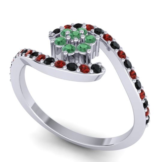 Simple Floral Pave Bypass Plava Ring