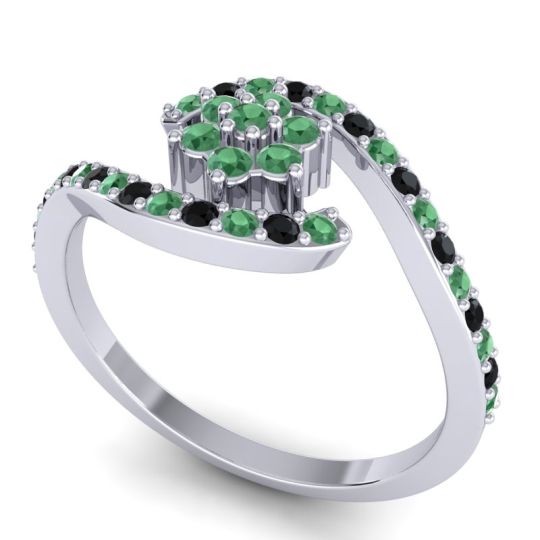 Simple Floral Pave Bypass Plava Ring