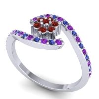 Simple Floral Pave Bypass Plava Ring