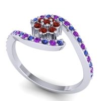 Simple Floral Pave Bypass Plava Ring