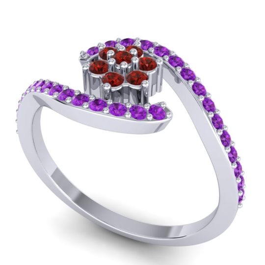 Simple Floral Pave Bypass Plava Ring