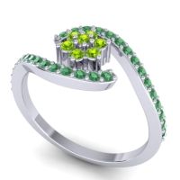 Simple Floral Pave Bypass Plava Ring