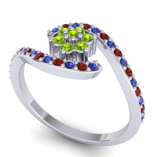 Simple Floral Pave Bypass Plava Ring