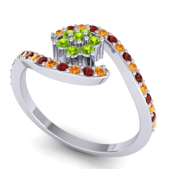 Simple Floral Pave Bypass Plava Ring