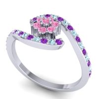 Simple Floral Pave Bypass Plava Ring