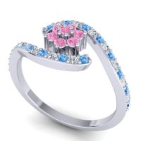 Simple Floral Pave Bypass Plava Ring