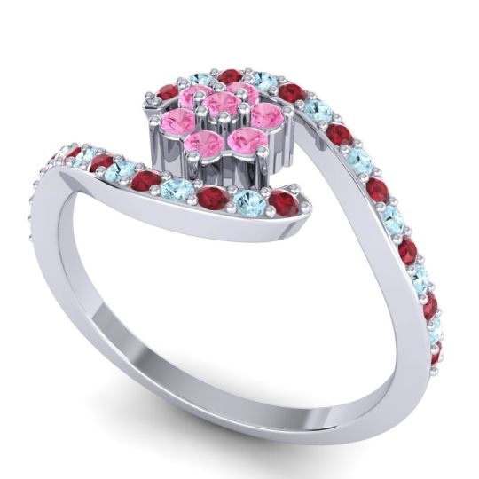 Simple Floral Pave Bypass Plava Ring