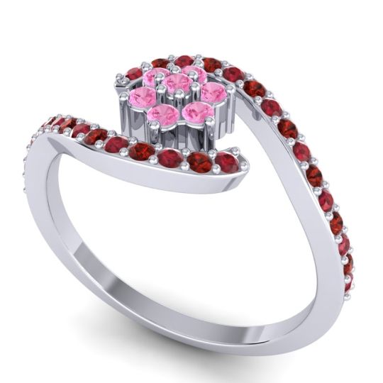Simple Floral Pave Bypass Plava Ring