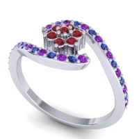 Simple Floral Pave Bypass Plava Ring