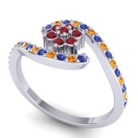 Simple Floral Pave Bypass Plava Ring