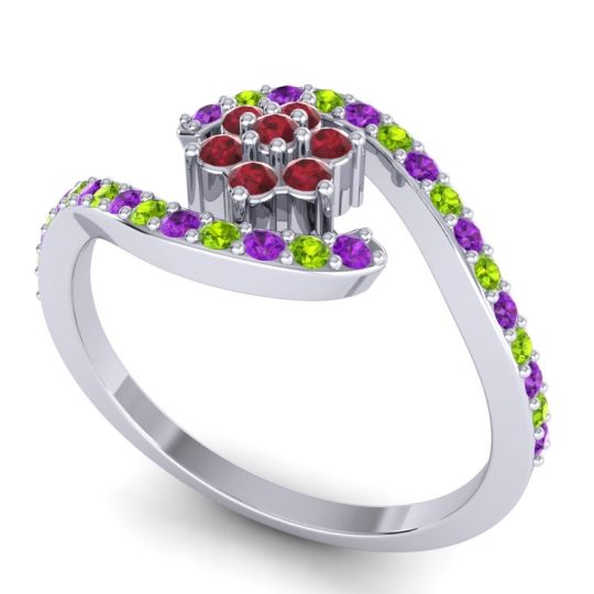 Simple Floral Pave Bypass Plava Ring