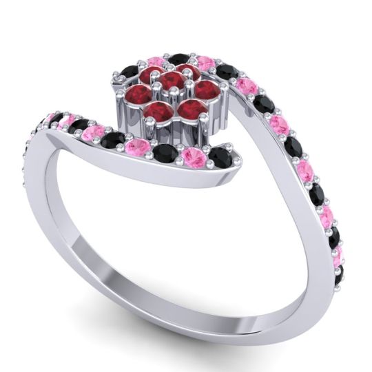 Simple Floral Pave Bypass Plava Ring