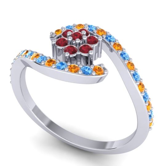 Simple Floral Pave Bypass Plava Ring