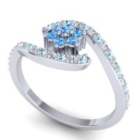 Simple Floral Pave Bypass Plava Ring