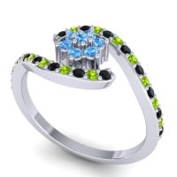 Simple Floral Pave Bypass Plava Ring