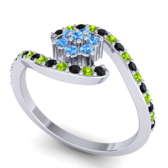 Simple Floral Pave Bypass Plava Ring