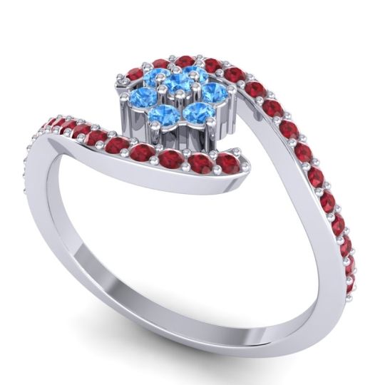 Simple Floral Pave Bypass Plava Ring