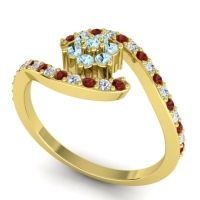 Simple Floral Pave Bypass Plava Ring